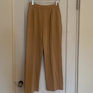 Vintage St. John Collection Pleated Front Santana Knit Pants in Tan